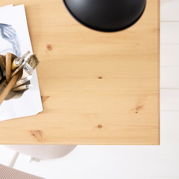 BOLLPOJKE Desk, pine/white, 90x55 cm