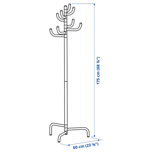 BONDSKÄRET Hat and coat stand, yellow, 175 cm