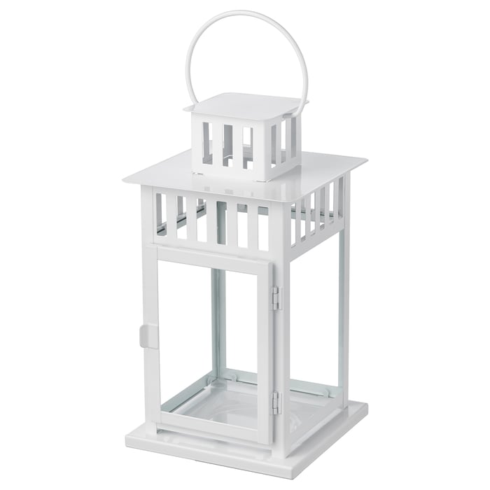 BORRBY white in/outdoor white, Lantern for block candle IKEA