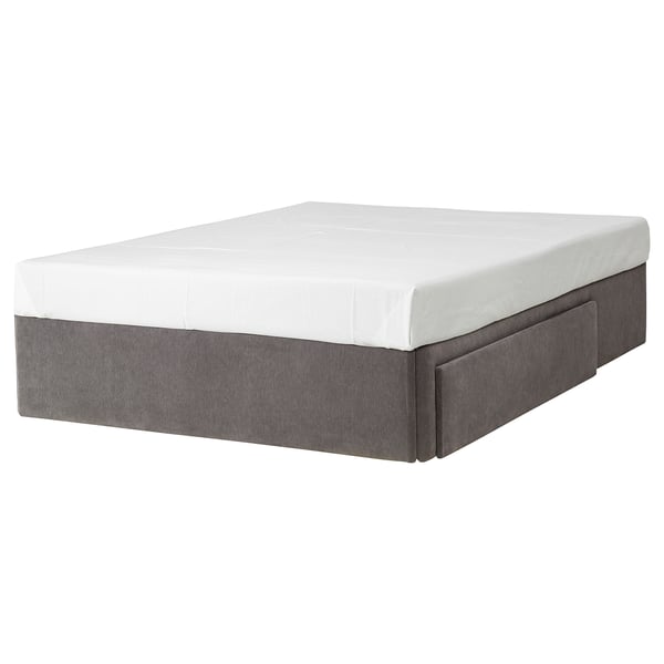 Brandasund Divan Base With 2 Drawers Tallmyra Medium Grey Ikea