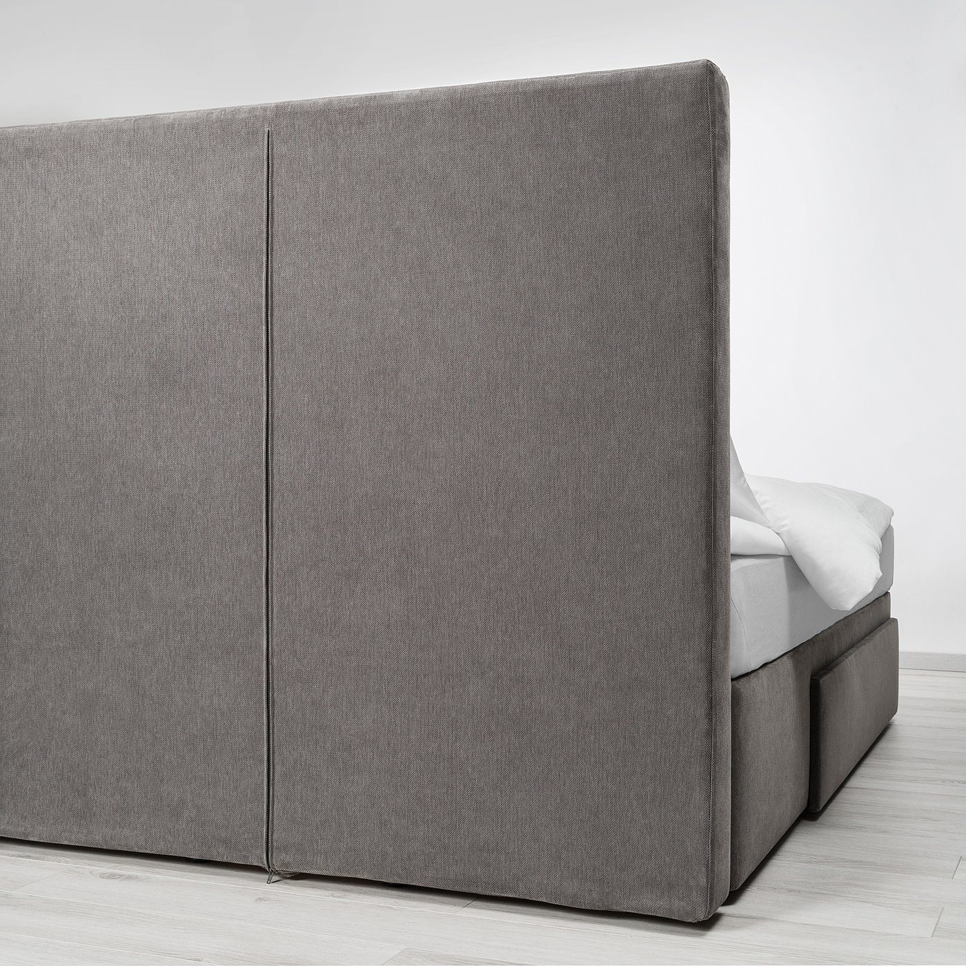 BRANDASUND Tallmyra medium grey, Divan bed with 2 drawers, Standard