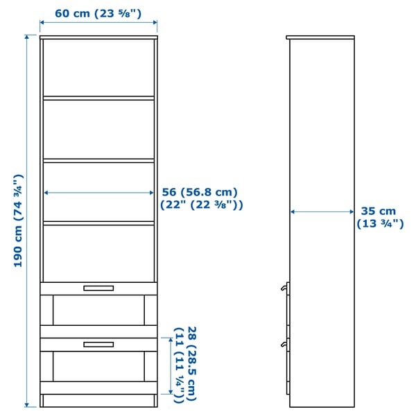 Illustration with measurements for the product: BRIMNES.