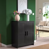 BRIMNES Cabinet with doors, black, 78x95 cm