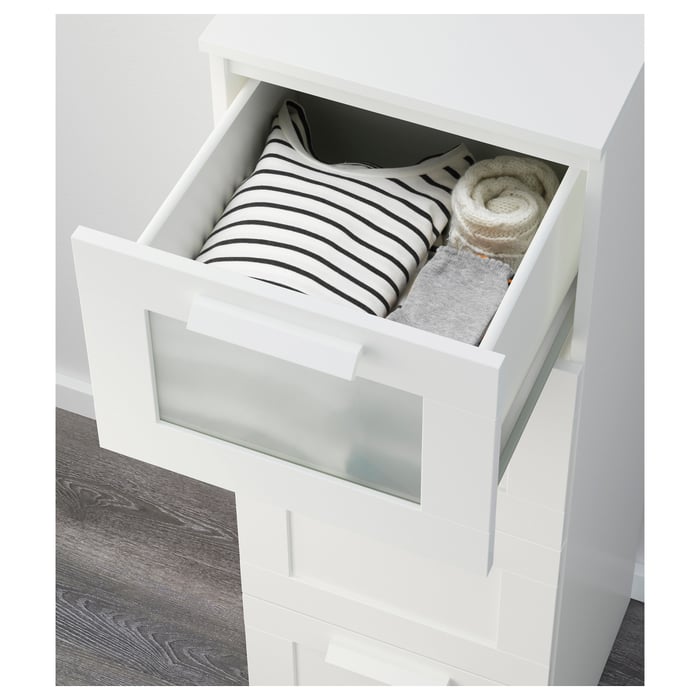 BRIMNES chest of 4 drawers, white/frosted glass, 39x124 cm IKEA