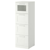 BRIMNES Chest of 4 drawers, white/frosted glass, 39x124 cm