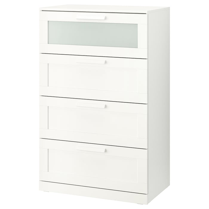 BRIMNES chest of 4 drawers, white/frosted glass, 78x124 cm IKEA