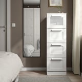 BRIMNES Chest of 4 drawers, white/frosted glass, 39x124 cm