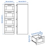 BRIMNES Chest of 4 drawers, white/frosted glass, 39x124 cm