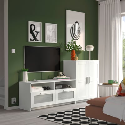 BRIMNES TV storage combination, white, 200x41x95 cm