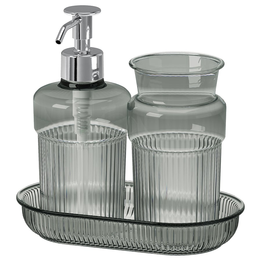 BROFJÄRDEN 3-piece bathroom set, grey - IKEA UK