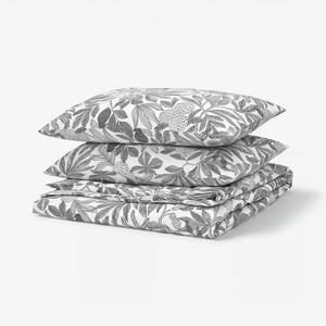 BROKDRACENA Duvet cover and 2 pillowcases, white/black, 240x220/50x80 cm