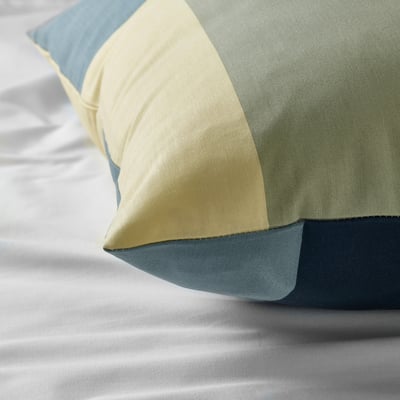 BRUNKRISSLA Pillowcase, green/multicolour, 50x80 cm