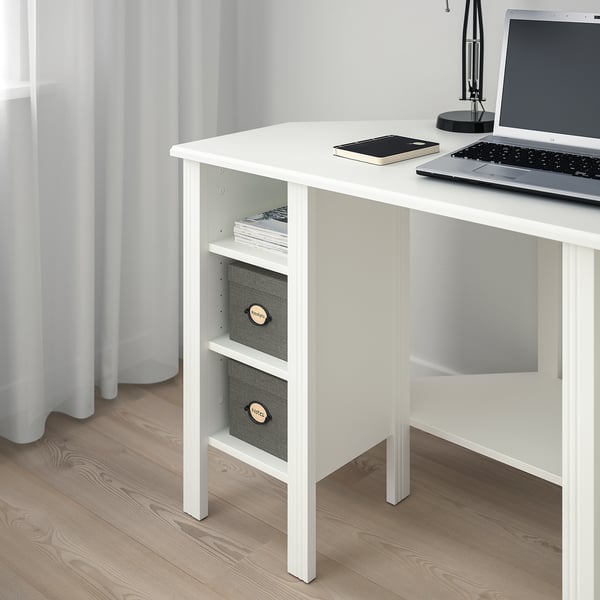 Brusali Corner Desk White 120x73 Cm Ikea