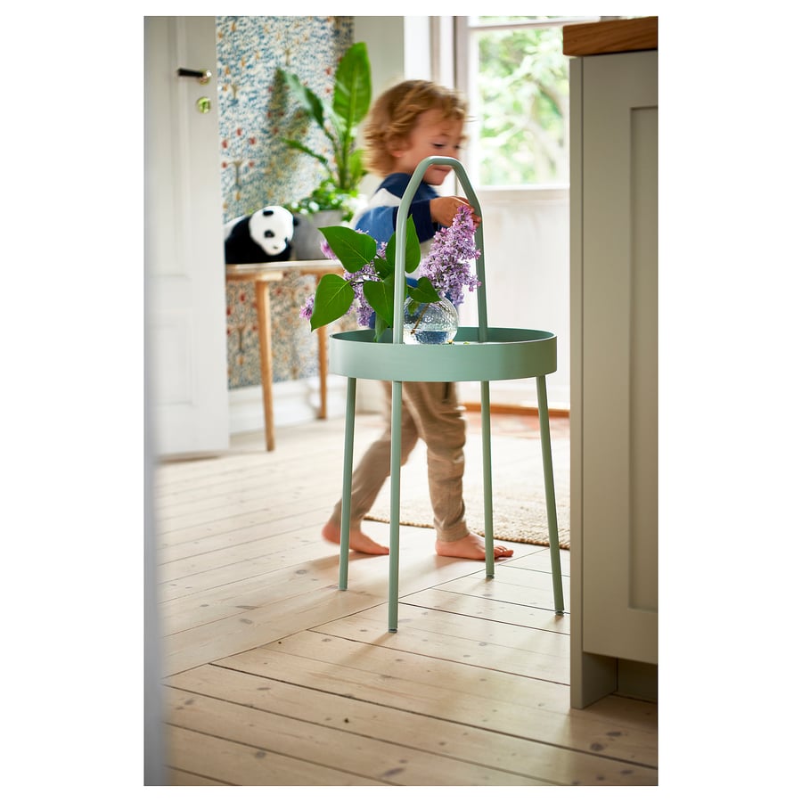 BURVIK side table, light greygreen, 38 cm IKEA