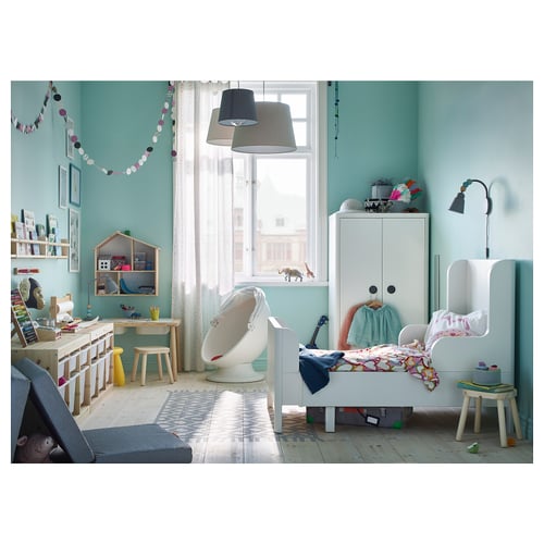 BUSUNGE white, Extendable bed, 80x200 cm IKEA