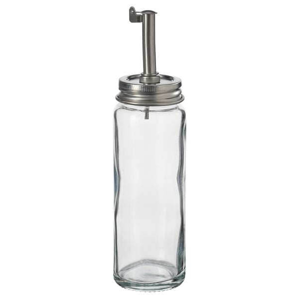 CITRONHAJ oil/vinegar bottle, clear glass/stainless steel, 16 cm