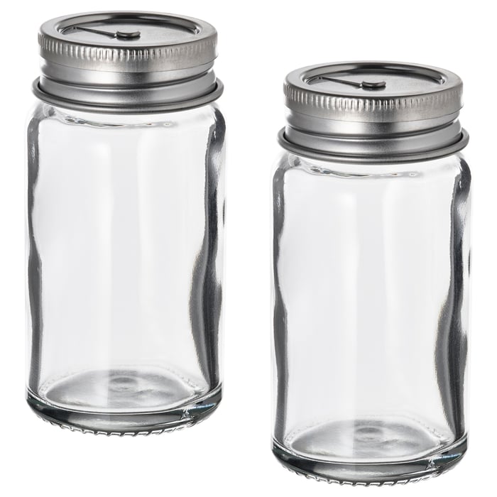 CITRONHAJ salt and pepper shakers, clear glass/stainless steel, 8 cm IKEA