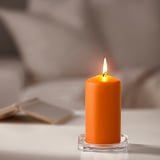 DAGLIGEN Unscented pillar candle, dark orange, 14 cm