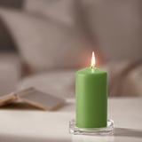 DAGLIGEN Unscented pillar candle, green, 14 cm