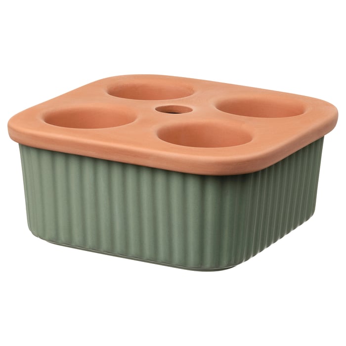 DAKSJUS selfwatering plant pot, terracotta/green, 22x22 cm IKEA