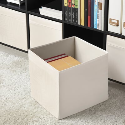 DRÖNA Box, beige/white, 33x38x33 cm