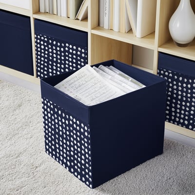 DRÖNA Box, dark blue/white, 33x38x33 cm