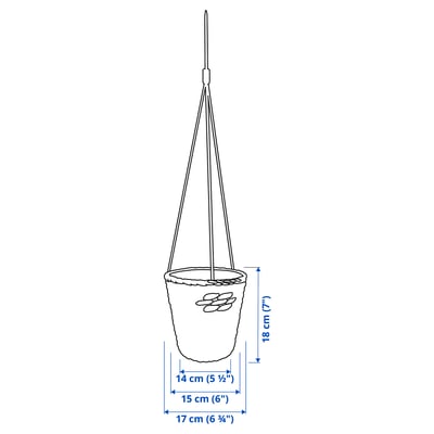 DRUVFLÄDER Hanging planter, water hyacinth/grey, 14 cm