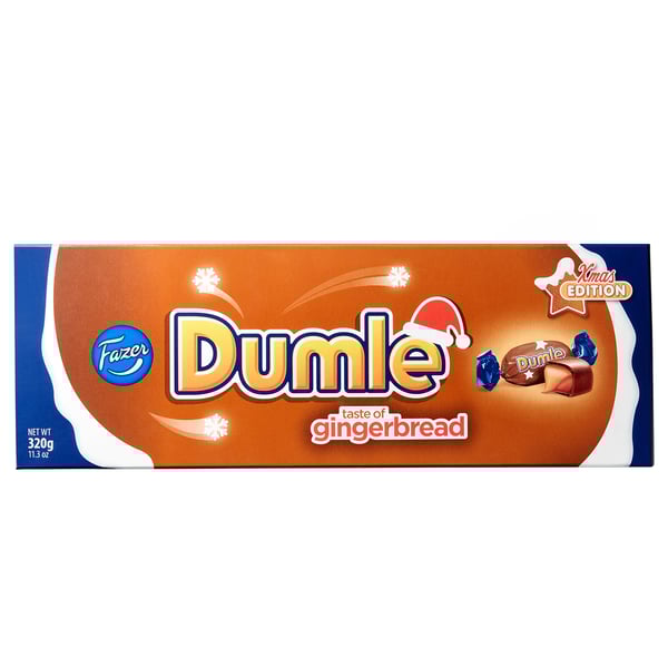 DUMLE Chocolate covered toffees, gingerbread-flavour, 320 g