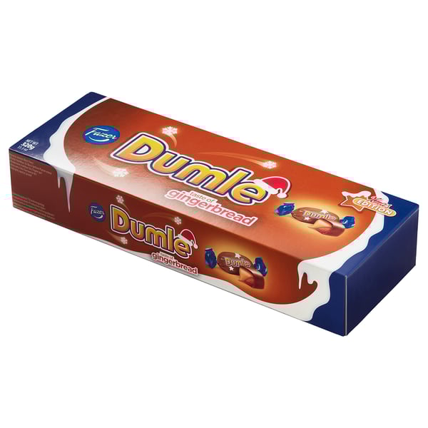 DUMLE Chocolate covered toffees, gingerbread-flavour, 320 g
