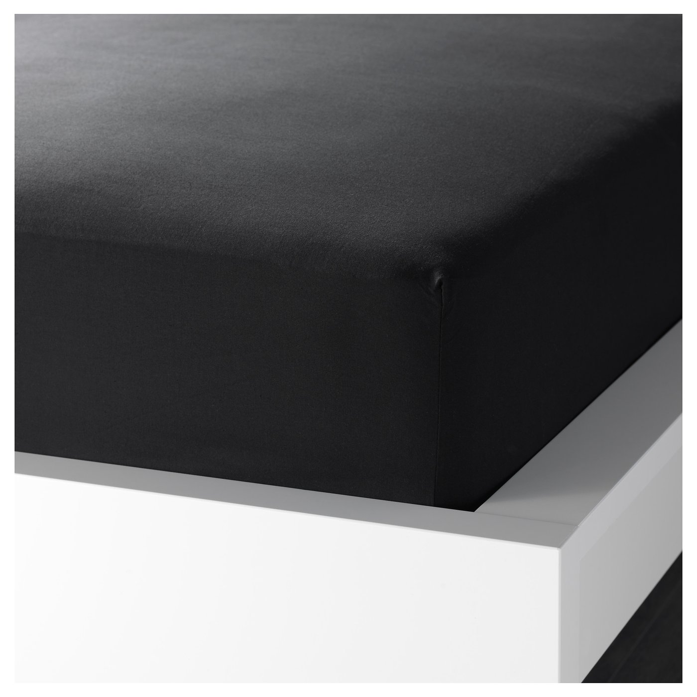 IKEA - DVALA Fitted Sheet, Black, Single