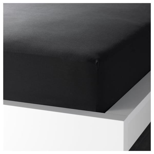 DVALA black, Fitted sheet, Super king IKEA