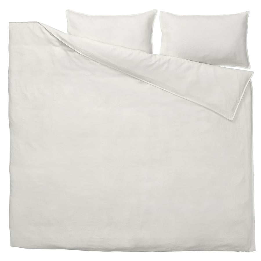 DYTÅG White Linen Double Duvet Cover and Pillowcase Set IKEA