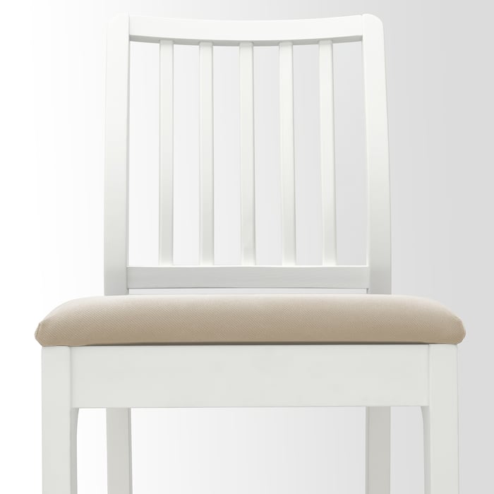 EKEDALEN bar stool with backrest, white/Hakebo beige, 75 cm IKEA