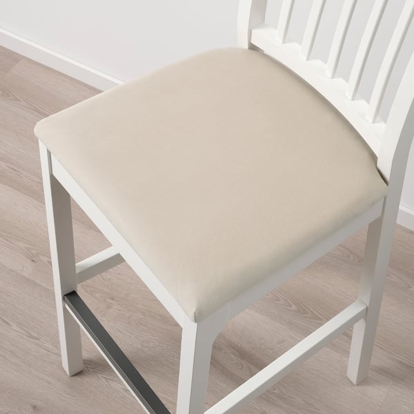 EKEDALEN bar stool with backrest, white/Hakebo beige, 75 cm IKEA