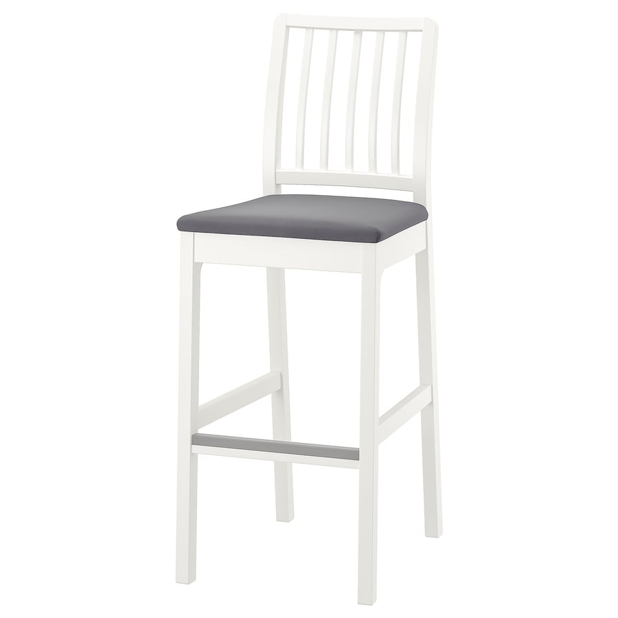 EKEDALEN Bar stool with backrest, white/Hakebo dark grey, 75 cm IKEA