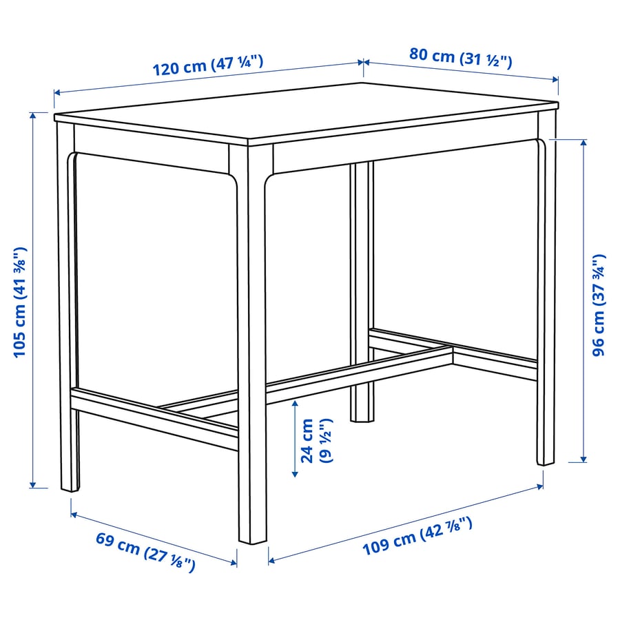 EKEDALEN bar table, dark brown - IKEA UK