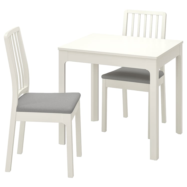 EKEDALEN / EKEDALEN dining table and 2 chairs, white/Ramna light grey