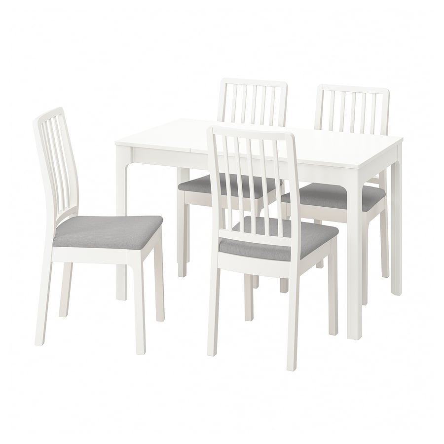 EKEDALEN / EKEDALEN dining table and 4 chairs, white white/Ramna light
