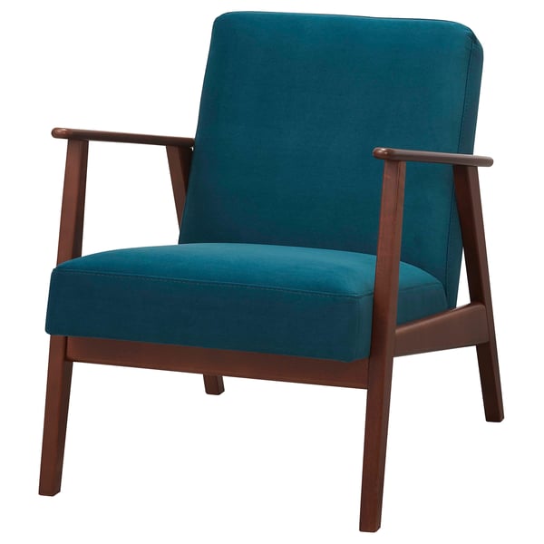 Ekenaset Armchair Velvet Dark Turquoise Ikea