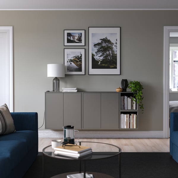 EKET Wall-mounted cabinet combination, dark grey, 175x35x70 cm