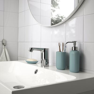 EKOLN Soap dispenser, light grey-turquoise