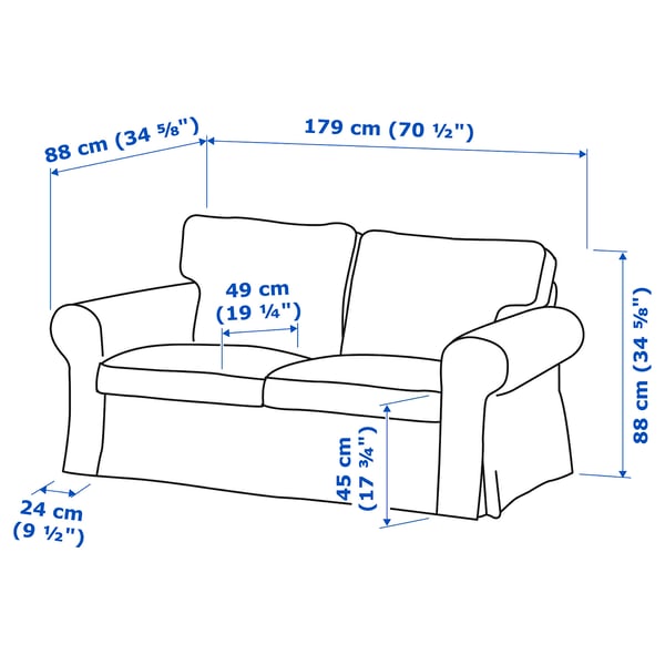 EKTORP 2-seat sofa, Hakebo dark grey