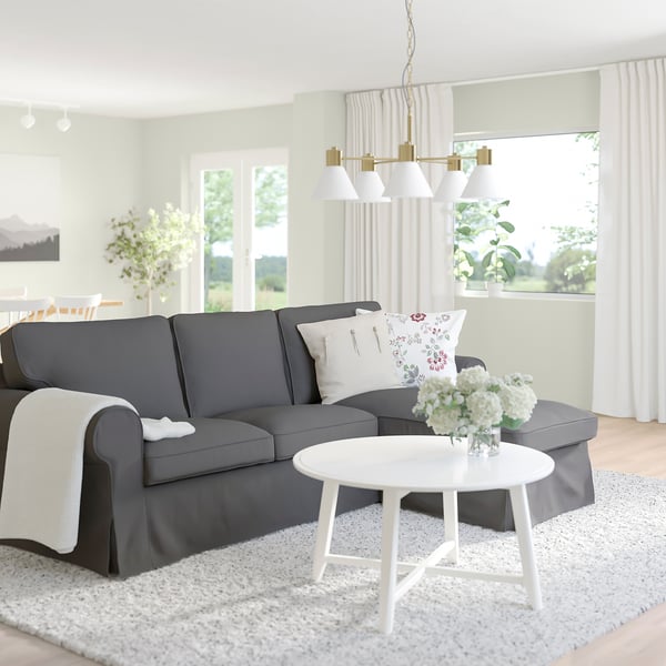 EKTORP 3seat sofa with chaise longue, Hallarp grey IKEA