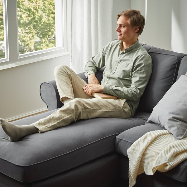 EKTORP 3seat sofa with chaise longue, Hallarp grey IKEA