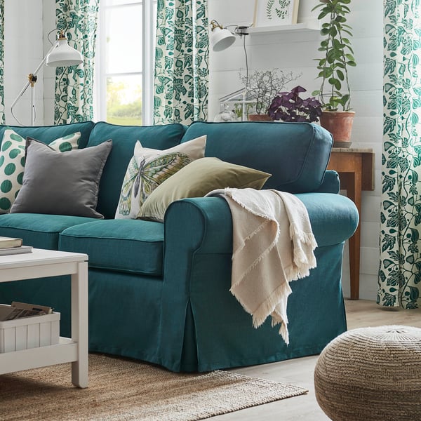 EKTORP 3seat sofa with chaise longue, Totebo dark turquoise IKEA