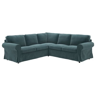 EKTORP Corner sofa, 4-seat, Alhamn dark grey-blue