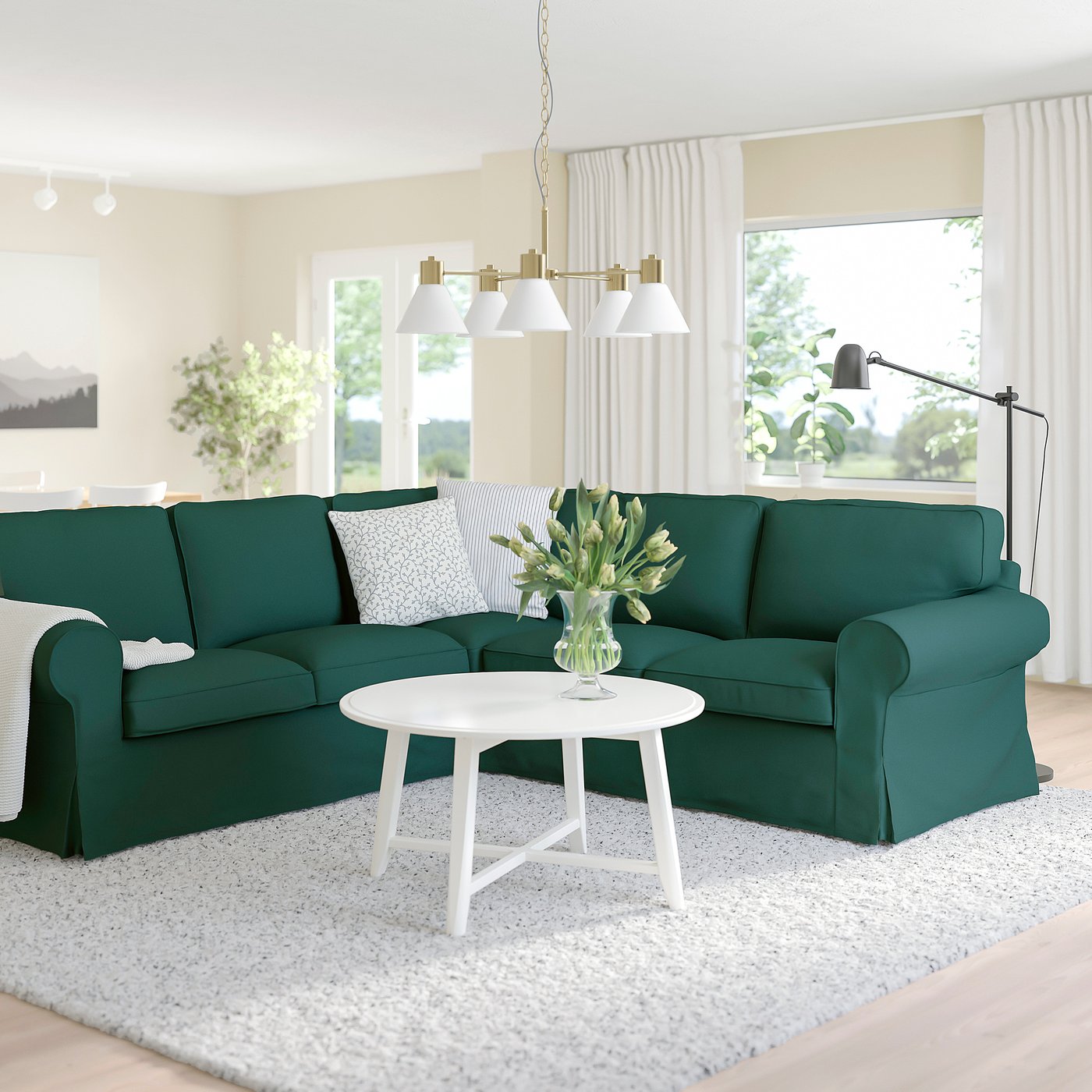EKTORP Corner sofa, 4seat Totebo dark turquoise IKEA