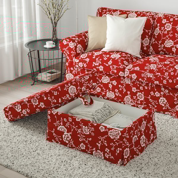 EKTORP footstool, Virestad red/white IKEA