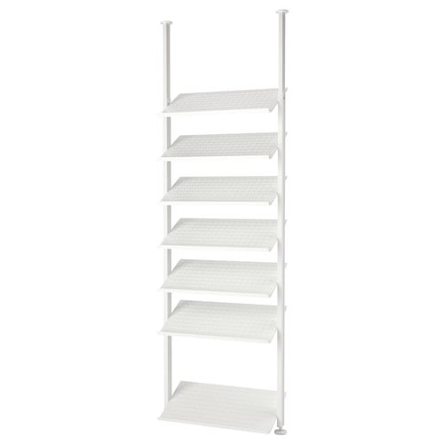 ELVARLI white open shelving unit; trendy, adjustable storage with six shelves, slim design.