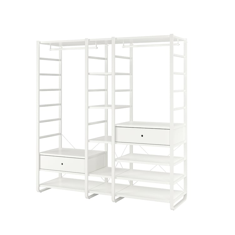 ELVARLI Wardrobe combination, 2 clothes rails, white, 205x55x216 cm IKEA
